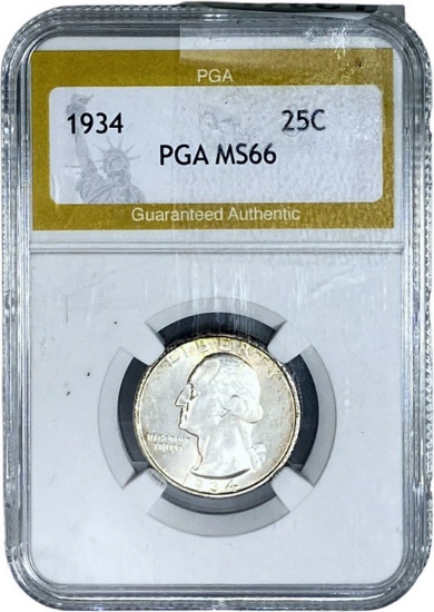 1934 Washington Silver Quarter PGA MS66