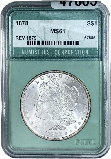 1878 REV 79 Morgan Silver Dollar NTC MS61