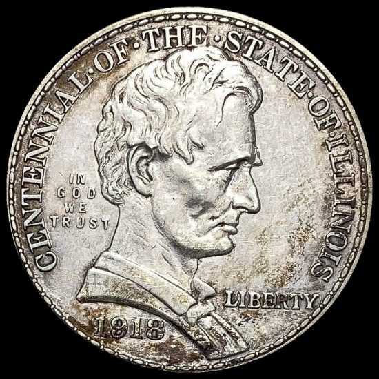 1918 Silver Half Dollar Illinois Centennial CLOSELY UNCIRCULATED