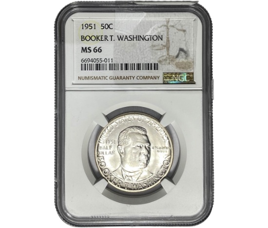 1951 Booker T Half Dollar NGC MS66