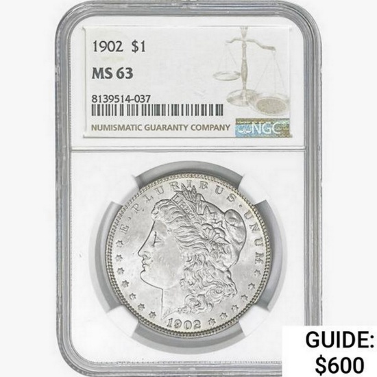1902 Morgan Silver Dollar NGC MS63