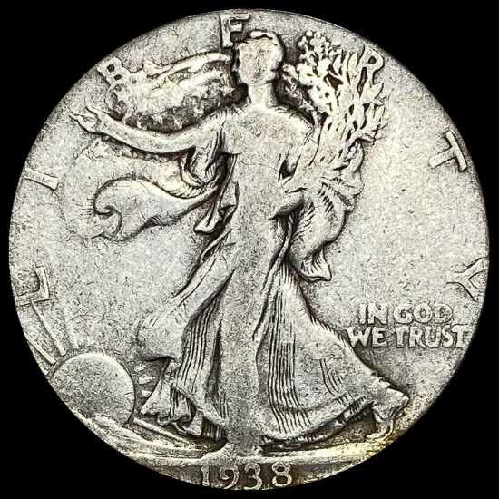 1938-D Silver Half Dollar Walking Liberty LIGHTLY CIRCULATED