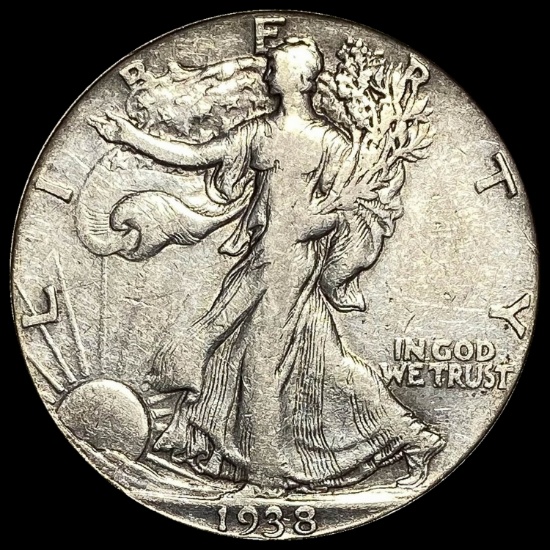 1938-D Silver Half Dollar Walking Liberty LIGHTLY CIRCULATED