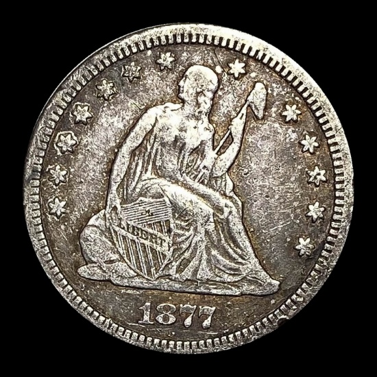 1877-CC Silver Seated Liberty Quarter NICELY CIRCULATED