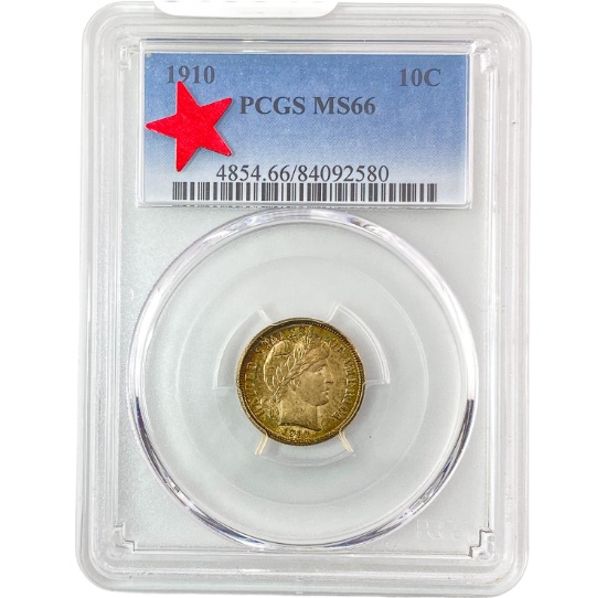 1910 Barber Dime PCGS MS66 GEM COLOR