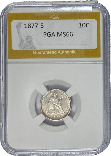 1877-S Dime PGA MS66