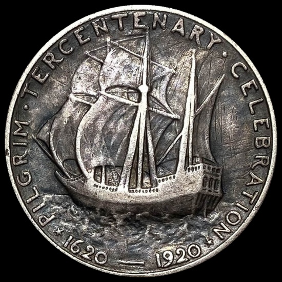 1920-D Silver Pilgrim Tercentenary Half Dollar CHOICE AU