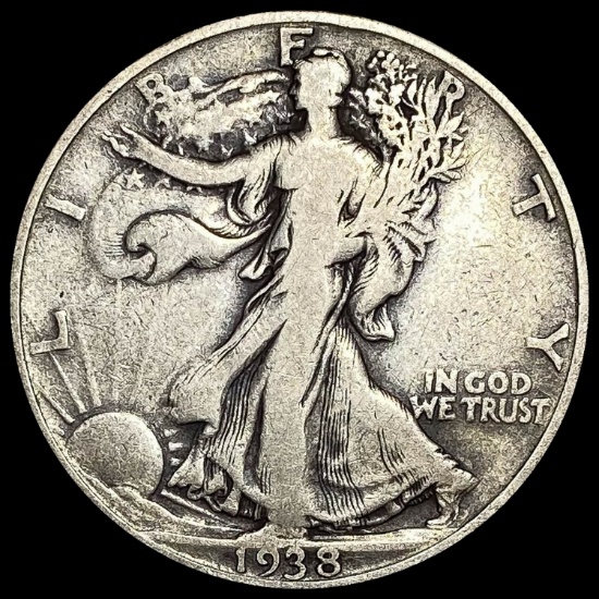 1938-D Silver Walking Liberty Half Dollar LIGHTLY CIRCULATED
