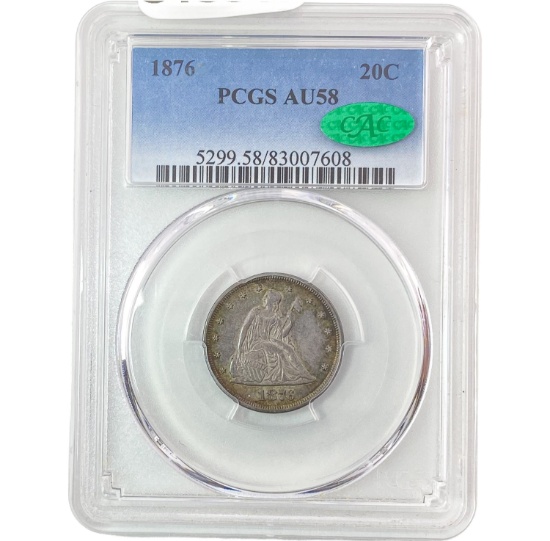 1876 Twenty Cent Piece PCGS AU58 CAC PQ
