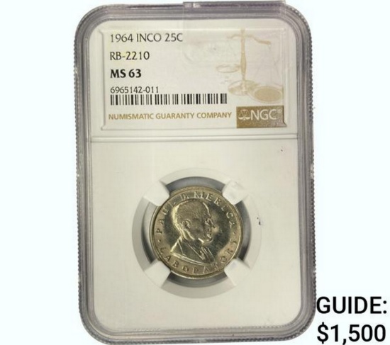 1964 International Nickel Company 25 Cent  MS63