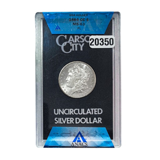 1884-CC Morgan Silver Dollar ANACS MS63
