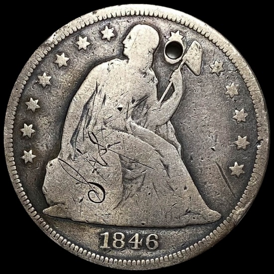 1846 Seated Liberty Silver Dollar NICELY CIRCULATED