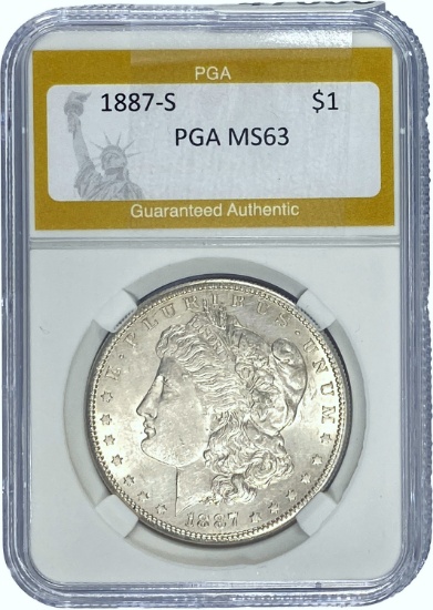 1887-S Morgan Dollar PGA MS63 SILVER