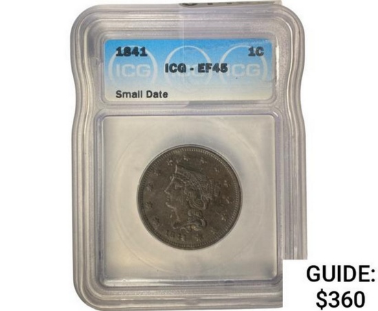 1841 Braided Hair Cent  EF45