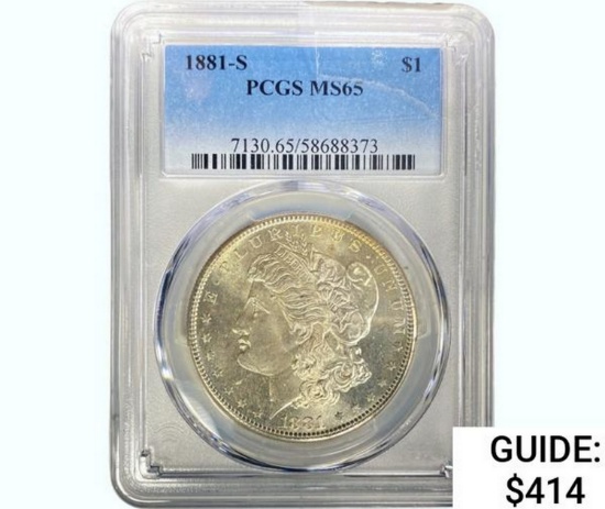 1881-S Morgan Silver Dollar  MS65
