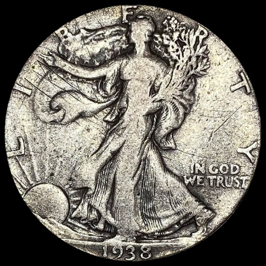 1938-D Silver Walking Liberty Half Dollar LIGHTLY CIRCULATED