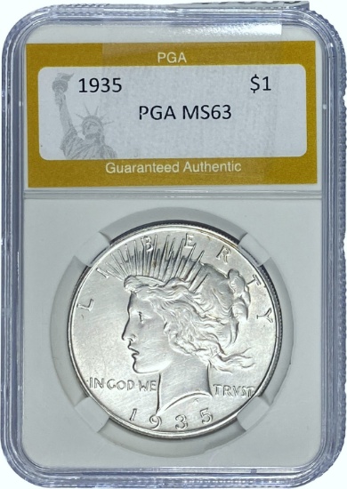 1935 Peace Dollar PGA MS63