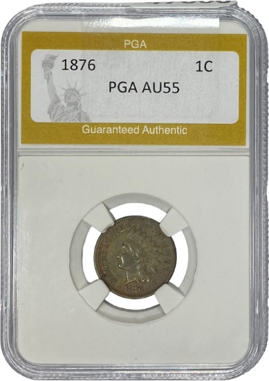 1876 1C Indian Head Cent PGA AU55