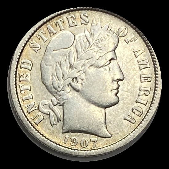 1907-D Silver Barber Dime NEARLY UNCIRCULATED