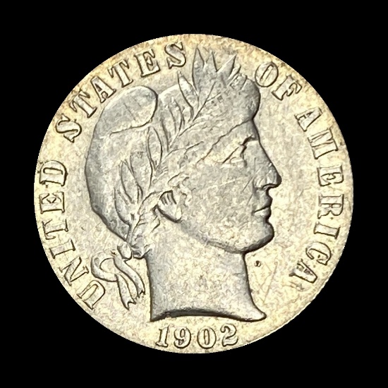 1902-S Silver Barber Dime LIGHTLY CIRCULATED