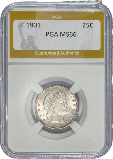 1901 Barber Quarter PGA MS66