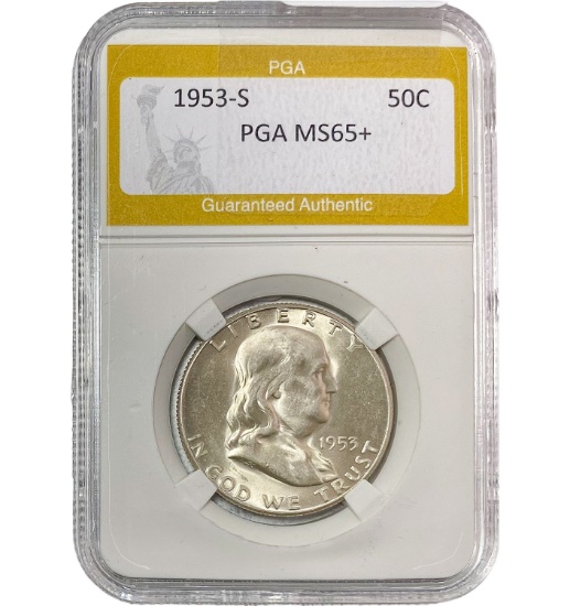 1953-S Franklin Half Dollar PGA MS65+