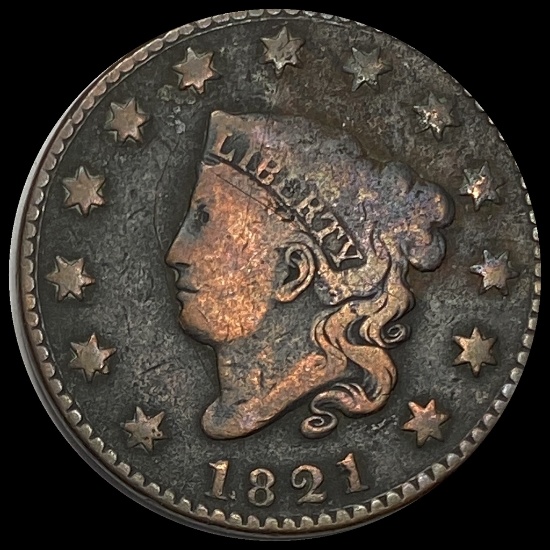 1821 Coronet Head Large Cent LIGHTLY CIRCULATED