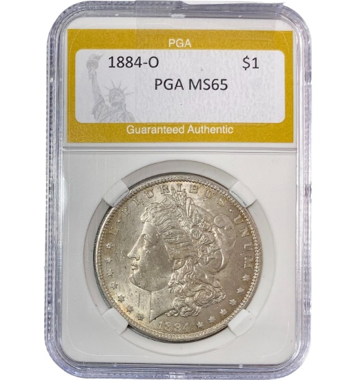 1884-O Morgan Silver Dollar PGA MS65