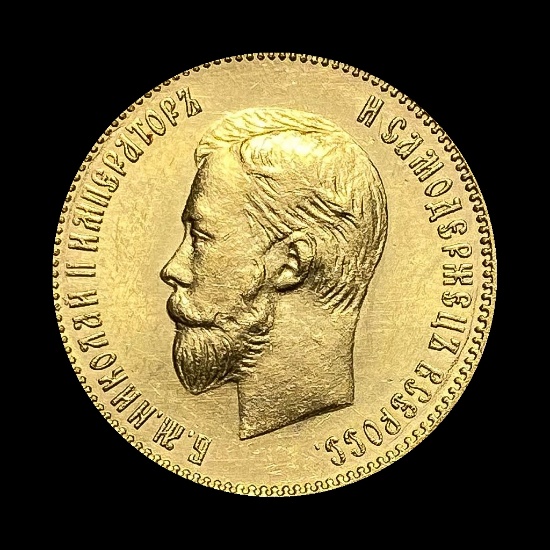 1904 Russia Gold 10 Roubles Nicholas II CHOICE BU