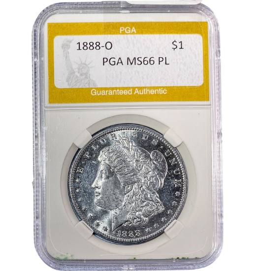 1888-O Morgan Silver Dollar PGA MS66 PL