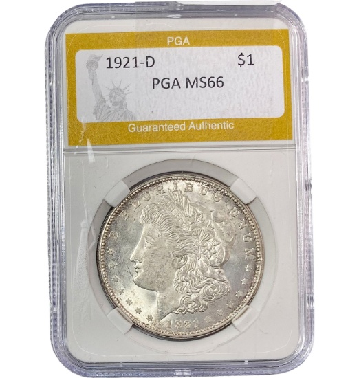 1921-D Morgan Silver Dollar PGA MS66