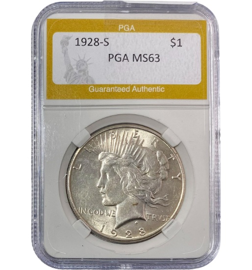 1928-S Peace Silver Dollar PGA MS63