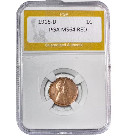 1915-D Lincoln Wheat Cent PGA MS64 RED