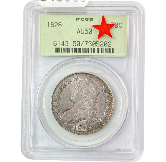 1826 Capped Bust Half Dollar PCGS AU50 OGH PQ
