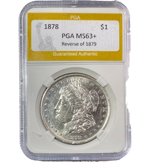 1878 REV OF 79 Morgan Silver Dollar PGA MS63+