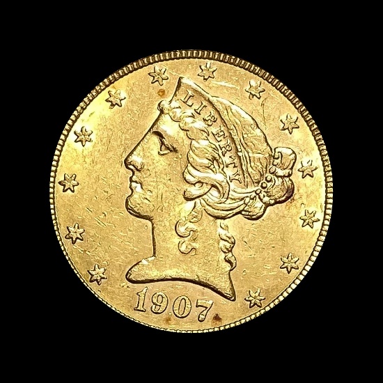 1907 Liberty Head Half Eagle $5 Gold CHOICE BU