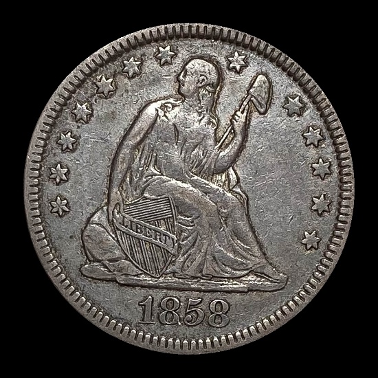 1858 Seated Liberty Quarter NEARLY UNCIRCULATED
