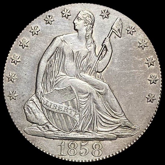 1858 Seated Liberty Half Dollar CLOSELY UNCIRCULATED