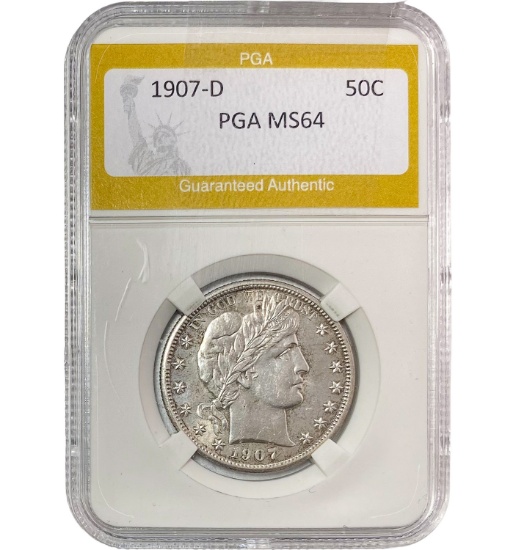 1907-D Barber Half Dollar PGA MS64