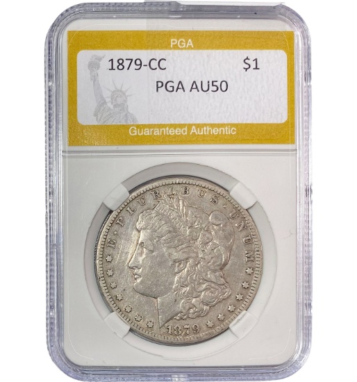 1879-CC Morgan Silver Dollar PGA AU50