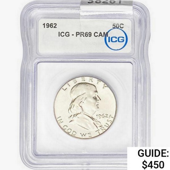 1962 Franklin Half Dollar ICG PR69 CAM