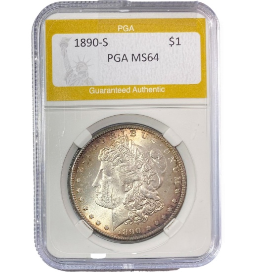 1890-S Morgan Silver Dollar PGA MS64