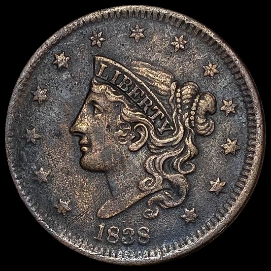 1838 Coronet Head Large Cent NEARLY UNCIRCULATED