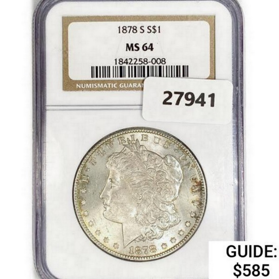 1878-S Morgan Silver Dollar NGC MS64