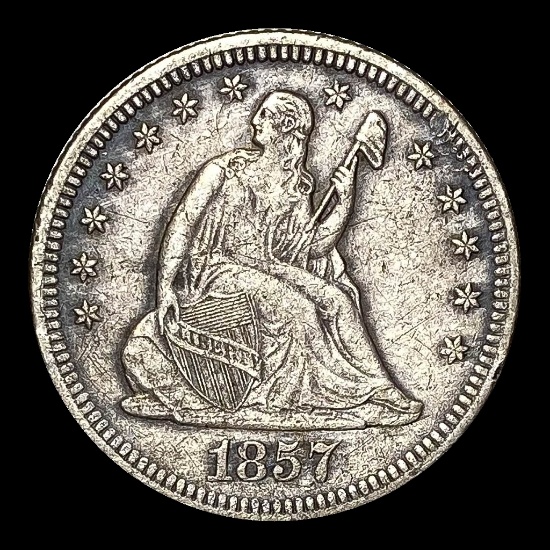 1857-O Silver Seated Liberty Quarter LIGHTLY CIRCULATED