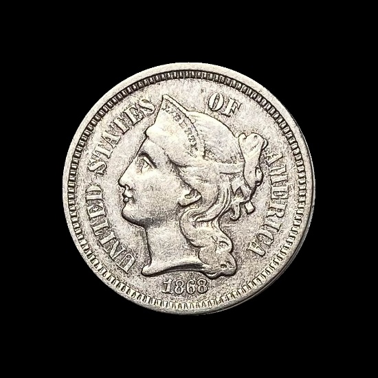 1868 Nickel Three-Cent Piece CLOSELY UNCIRCULATED