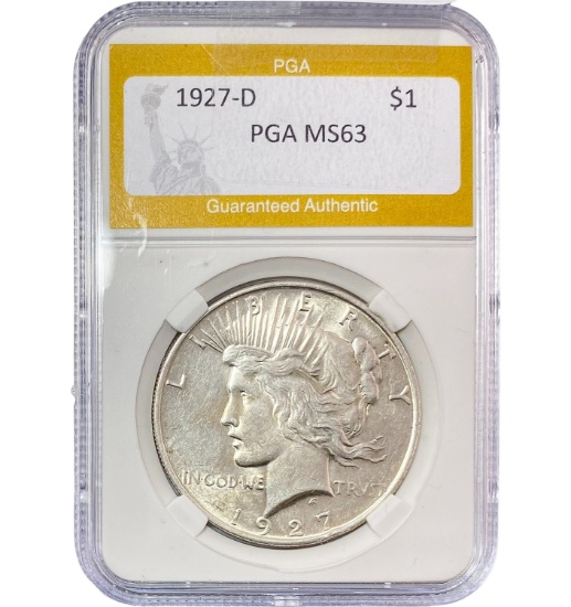 1927-D Peace Silver Dollar PGA MS63