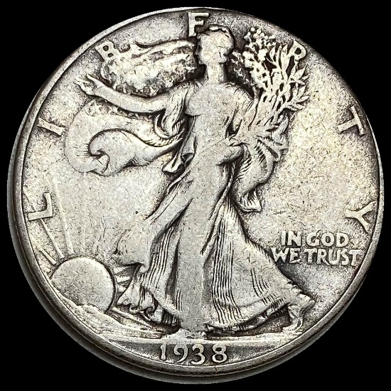 1938-D Silver Half Dollar Walking Liberty LIGHTLY CIRCULATED