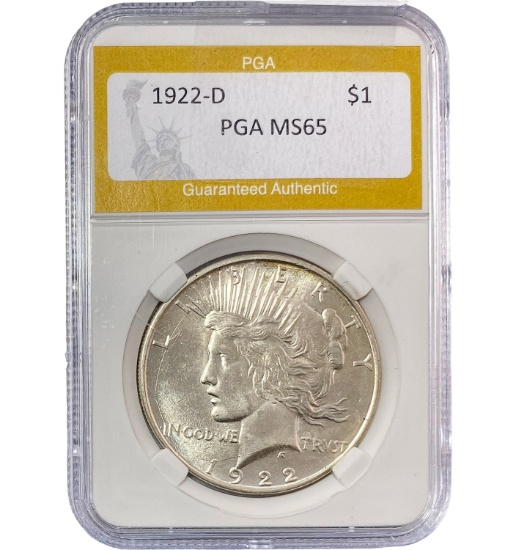 1922-D Peace Silver Dollar PGA MS65