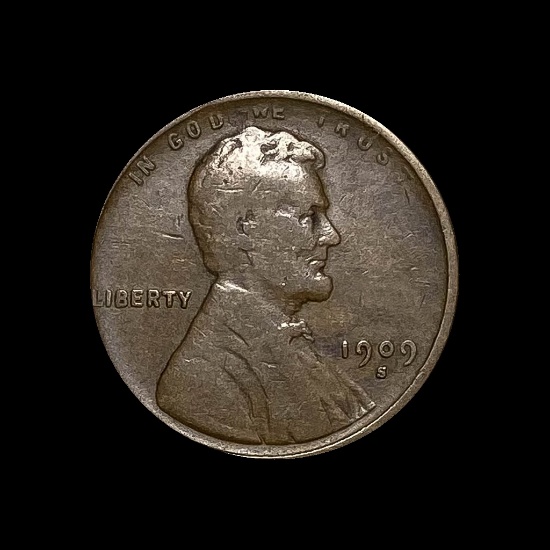 1909-S Lincoln Wheat Cent LIGHTLY CIRCULATED